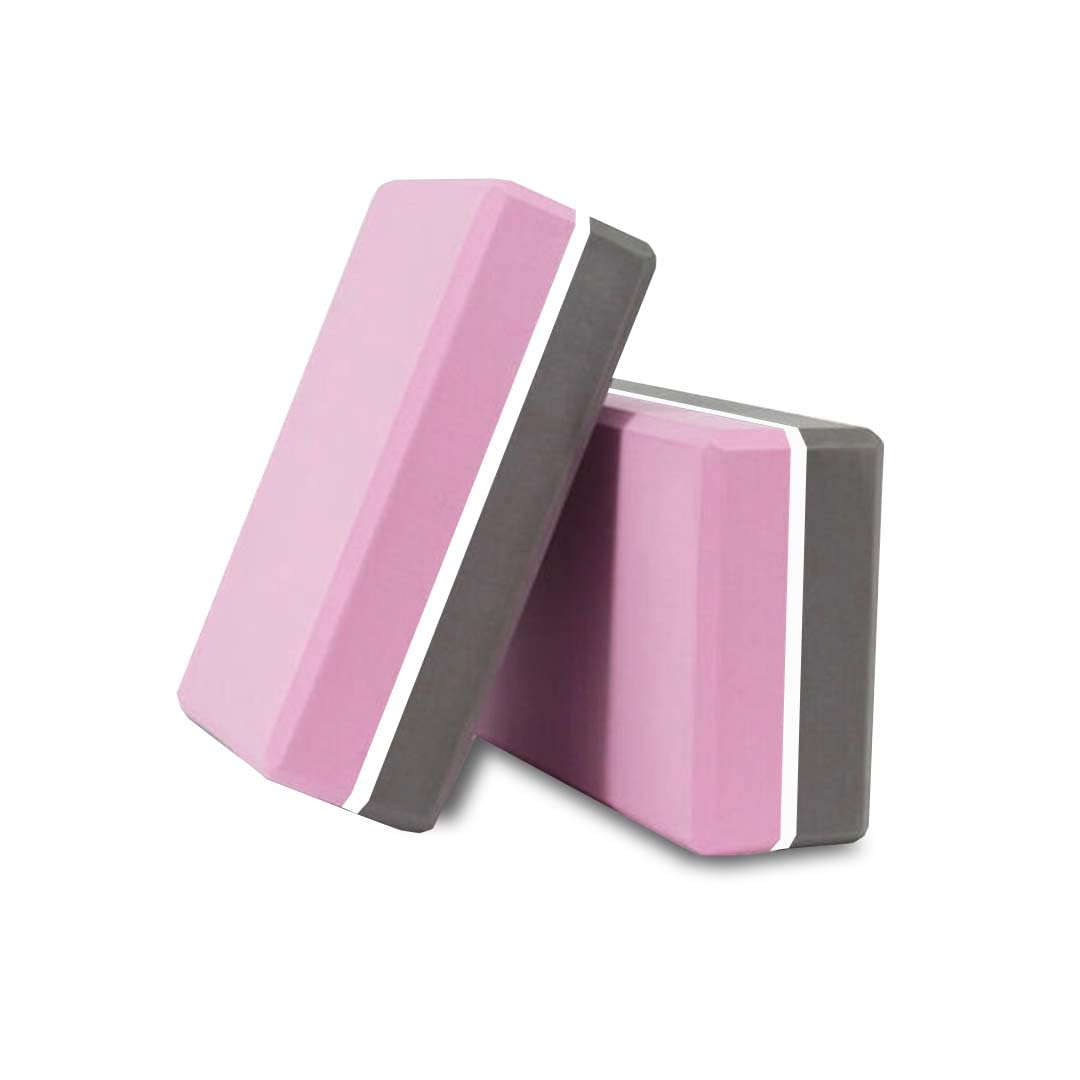 Ab Initio Yoga Block - Non-Slip EVA Foam, Latex-Free with Beveled Edges for Stability & Balance - Ideal Yoga Accessory for Stretching, Pilates, & Meditation Support, Pink-Grey - Pack of 2-image-16
