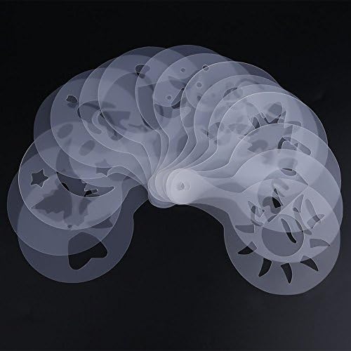 FTVOGUE Coffee Stencils 16Pcs Plastic Coffee Decorating Template Cappuccino Chocolate Latte Strew Pad Art DIY Mold Tools