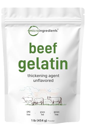 Beef Gelatin Powder 1lb | Premium Source from Grass-Fed & Pasture Raised Beef | Unflavored Thickening Agent for Cooking & Baking | Natural Protein & Collagen | Non-GMO Gluten Frees