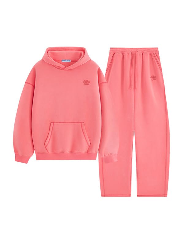 Aelfric Eden Baggy męski dres do joggingu, oversize, damski dres treningowy, basic, unisex, bluza z kapturem, Y2K, strój rekreacyjny, sportowy strój sportowy z szerokimi nogawkami, spodnie do biegania