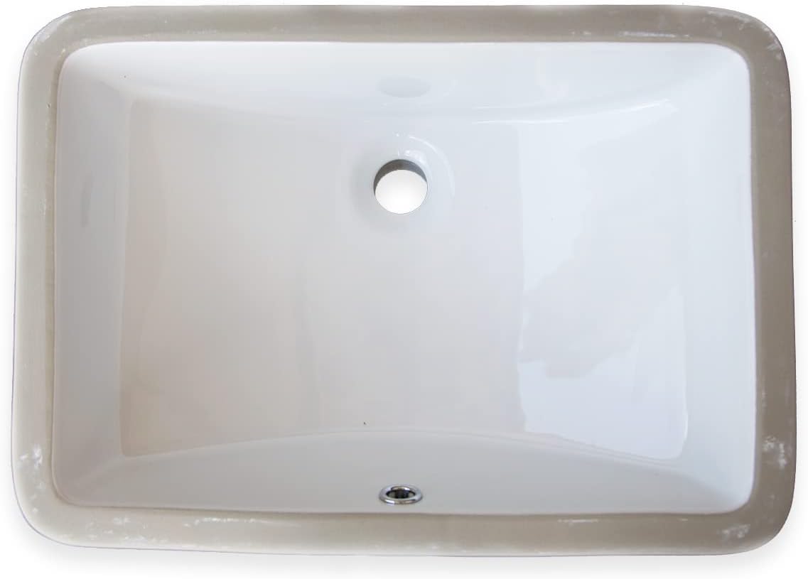 Rectangular 21 x 15 Ceramic Undermount Bathroom Sink Vanity White
