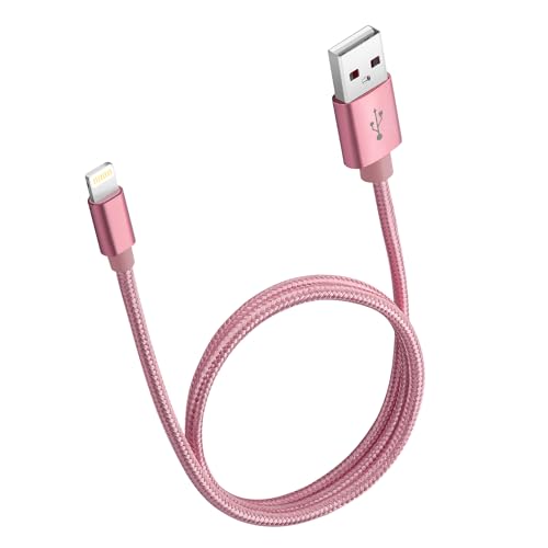 Cable USB-A a Lightning ROFAY de nailon trenzado de 2 pies para iPhone 14 13 Pro Max