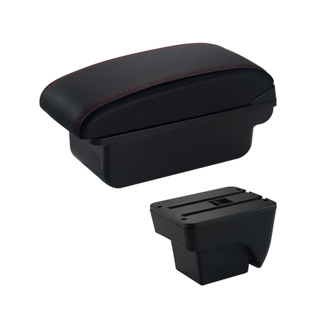 Toiumops Armrest for Seat Arona 2017-2024, Car Armrest Box Center Console Store Box(A1 Red Line No USB)