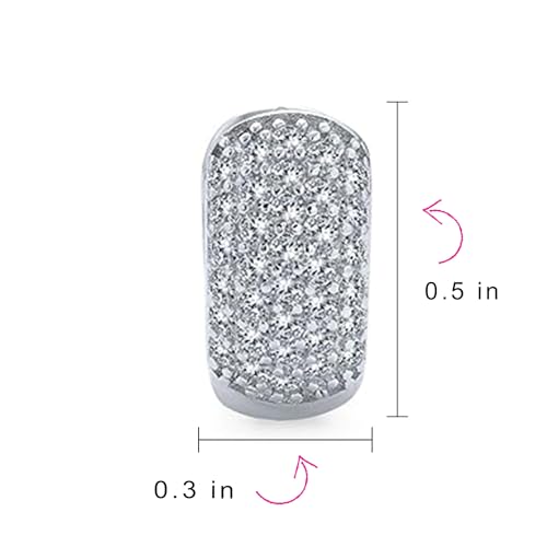 5 Five Row Pave Cubic Zirconia CZ Wide Huggie Hoop Earrings For Women Wedding Rose Gold Plated .925 Sterling Silver4
