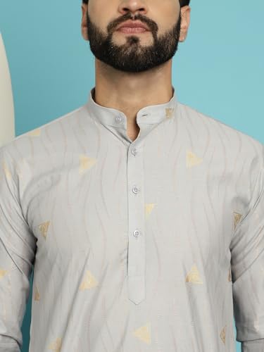 Image of SOJANYA (Since 1958 Men's Jacqard Silk Kurta & White Pyjama Set