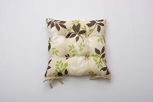 イケヒコ クッション 椅子用 シート リーフ柄 ブラウン 約43×43cm 2枚組 9258750