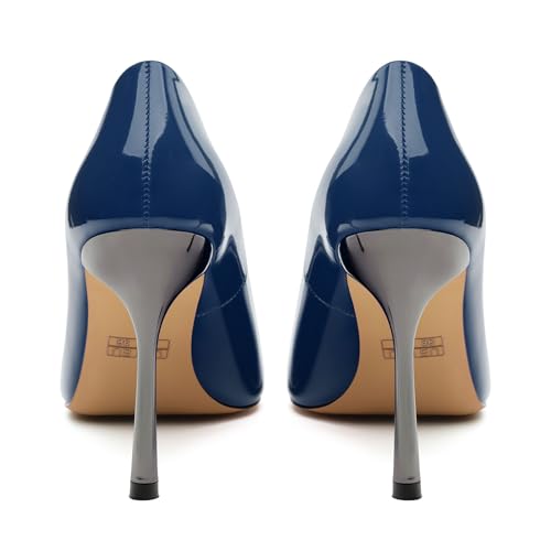 Womens Pumps Pointed Toe Patent Slip On Stilettos Pumps Sexy Stilettos Closed Toe High Heels Office Evening Dress Shoes 4 Inch4