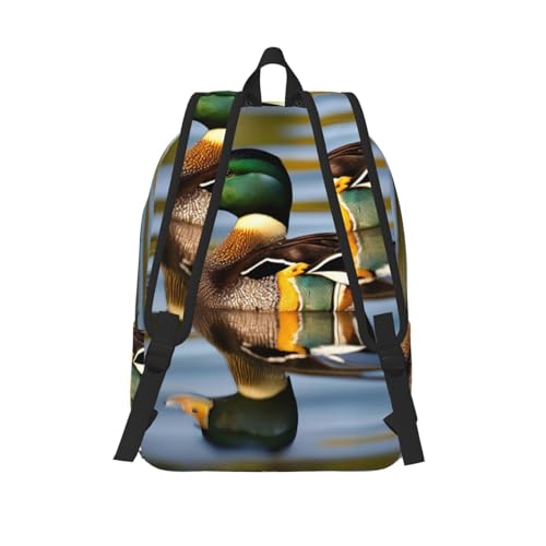 mallard duck Printed backpack, travel bag, canvas shoulder bag, canvas casual lightweight backpack3