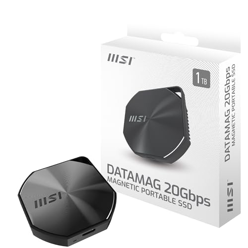 MSI DATAMAG 20Gbps 1TB Portable SSD, 1TB External Solid State Drive, Speeds Up to 1600MB/s, USB-C,...