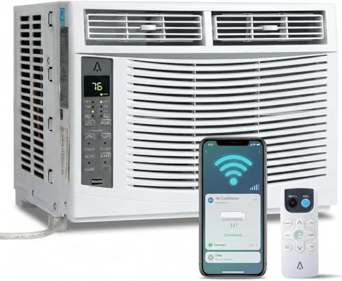 GarveeLife Ultra Quiet Window Air Conditioner, 6000 BTU Smart Inverter, Energy Efficient Cooling for Rooms up to 350 Sq.Ft, Open Window Flexibility, WiFi & Voice Control, Easy Installation
