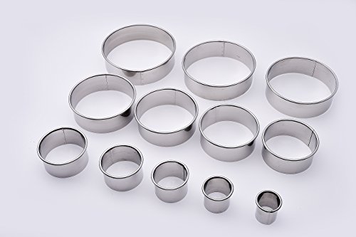 Surgehai 12 Piece Round Cookie Cutter Set, Donut Cutter Set, Stainless Steel Circle Fondant Molds For Dough Pastry Biscuits English Muffins #TOP7