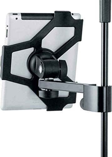 K&M Konig & Meyer 19722.000.55 Tablet/Ipad 2, 3, 4 Holder For Microphone Stand | C-Clamp Tube Mount | Switch From Landscape To Portrait | Studio Musician | Work Remote | German Made | Black #TOP5
