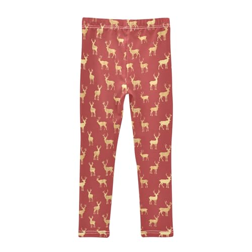 Golden Deer Pattern Girls Leggings Kids Yoga Pants Athletic Tights Pants 4-10 Years2