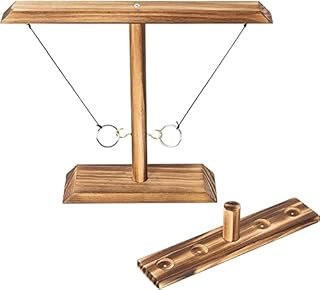 Ring Toss Game (for 2 People),Screw Fixed Hook and Ring, Wooden Ring Throwing Game for Adults and Children-Handmade Suitable for Party, Backyards,Parent-Child Friend Interactive Activities.