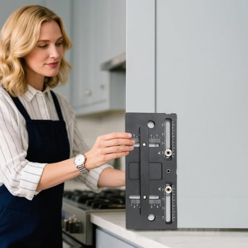 Generico Herramienta para maquetas para muebles | Herramienta ajustable para instalación de puertas | Guía con plantilla de precisión para tiradores de cajones | Accesorio para montaje de armarios de - imagen 2