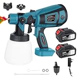 Cordless Paint Sprayer, Electric Spray Gun with 900ml Tank, Handheld Fence Paint Sprayer with Adjustable Flow, Ideal for Walls, Ceilings, Garden Fences Sheds, Furniture (with 2x 4000mAh batteries)