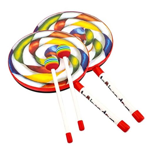 Pesfehhy Orff Instruments 2Pack Lollipop Drums 6Pulgada Dance Props Instrumentos de PercusióN Tambor de Mano Juguetes de EducacióN Preescolar