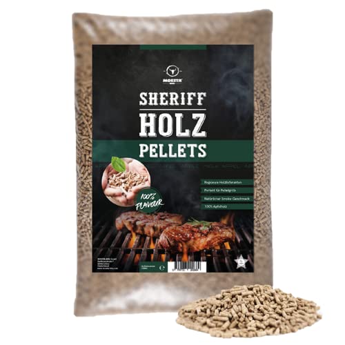 MOESTA-BBQ 19303 Shérif Pellets de Bois Dur 5 kg – Arôme de fumée pour Tous Les goûts – Pomme – Doux, Smoky ou Spicy
