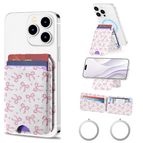 Cartera magnética de cuero con tarjetero y anillo magnético para iPhone 12, 13, 14, 15, 16, 17