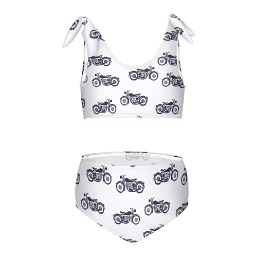 Toddler Girls Bikini Set Motorcycle Swimsuits Kid Bowknot Swimwear 2 Piece Bathing Suit 3-12T