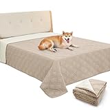 BOOMAGU 【100%完全防水】防水シーツ ベッドカバー 大型ペット用 介護用 おねしょ対策 滑り止め加工 洗える ジュータンソファにも対応 セミダブル～キングサイズ (カーキ, 137*208CM)