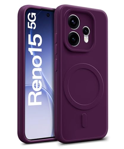Image of WOW IMAGINE Back Case Cover for Oppo Reno 15 5G | Soft Matte Silicone MagSafe Design (MagSafe Not Supported) | Slim Fit & Shockproof | Camera Protection Bumper Cover (Purple)