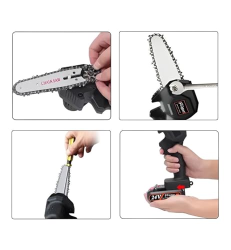 Mini Motoserra Eletrica De Mão Sem Fio Portatil Bateria 24v Bivolt Potente Longa Duração Recarregáve