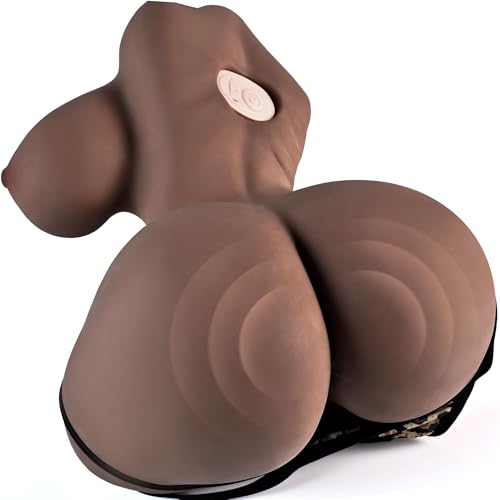 10LB Vibrating BBW Sex Doll for Men Black Pocket Pussy Male Masturbators with Plump Boobs Big Ass Sex Dolls Torso with Tight Vagina and Anal Automatic Realistic Adult Sex Toy for Men Masturbation