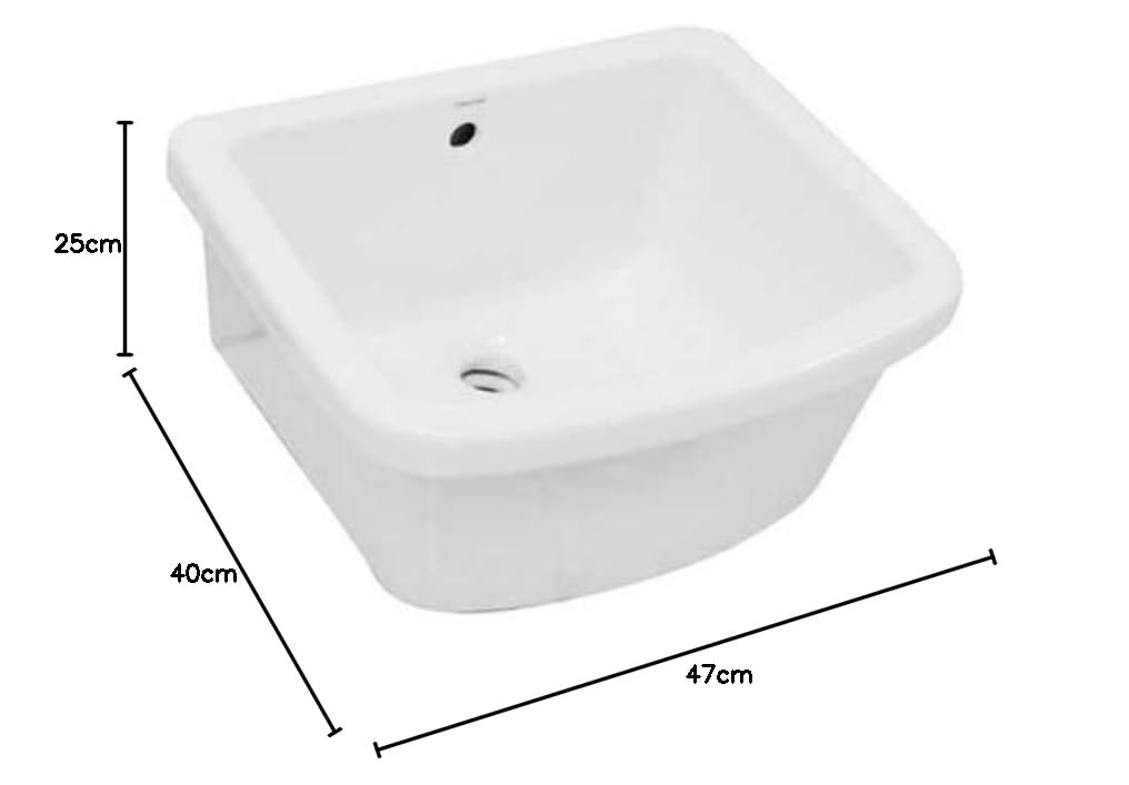 Pila de cerámica sin escurridor, lavadero, lavabo LxP 47 x 40 cm