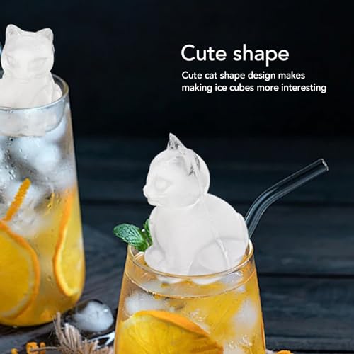 Molde para cubitos de hielo en forma de gato, 2 piezas miniatura 2