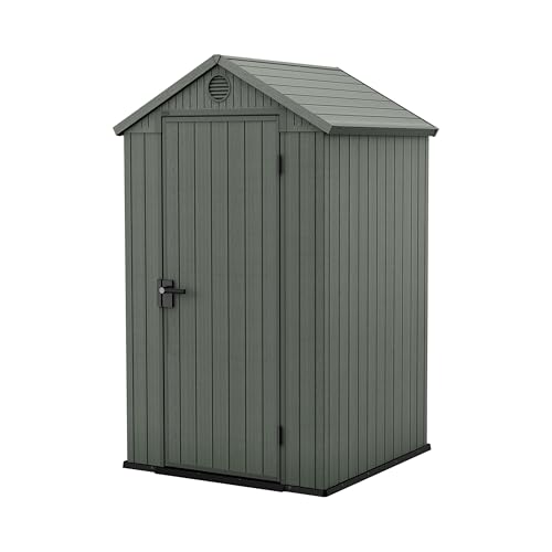 Keter Abri de Jardin Darwin 4 x 4 cm, Finition Effet Bois, Couleur Vert Sauge, 1,4 m², 125,8 x 117 x 205 H cm