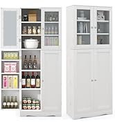 Credenza Cucina Con Anta Vetro 60x31.5x161.5cm - Armadio Alto Con Antiribaltamento - Foto 3