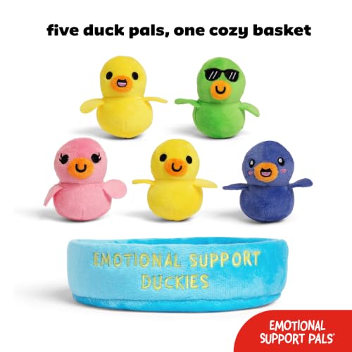 Image of Emotional Support Pals Duckies by Relatable - Cute Stuffed Animals, Squishy Toys and Plushies, Back to School Gift Ideas and Desk Decor for All Ages - Includes 5 Plushies with Plush Carrying Basket