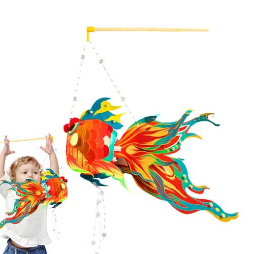 Sdtgrtht Farolillos chinos del festín,Linternas de papel para el Año Nuevo Chino,Kits de linternas chinas en forma de con luz LED | Farolillos de papel de primavera para decoraciones de festivales