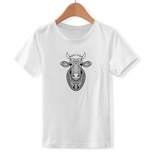 T-shirt blanc vache grand animal image vêtement garçon multicolore imprimé