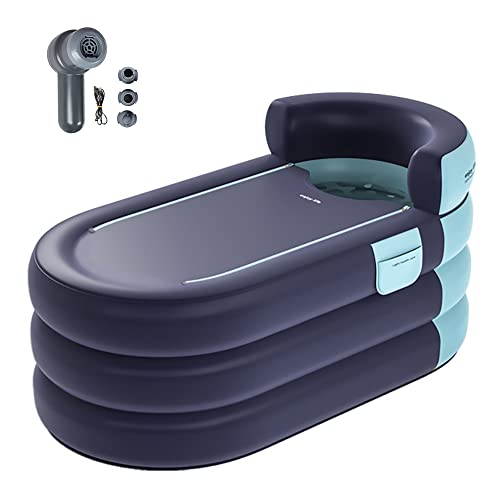 Foldable Portable Inflatable Bathtub With Rechargeable Wireless Inflation Pump, Comfortable Shower Stall Soaking Bath Tub For Adult, Separate Family Bathroom Spa Tub With Novel Design(Knight Blue) #TOP1
