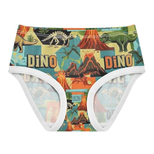 Retro Dinosaur S Toddler Girl Undies, Girls Cotton Underwear, 2T–8 Years