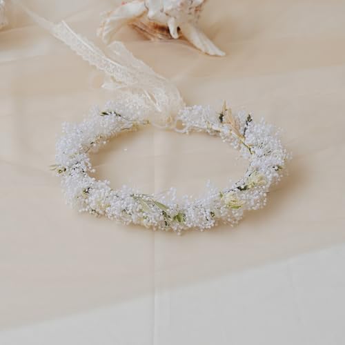 Diadema de flores secas corona para bebé estilo boda miniatura 1