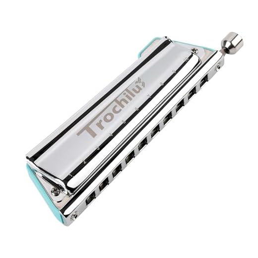 Trochilus 10 Holes Chromatic Harmonica Key of C Harp Mouth Organ with Protective Case for Adults Beginners Kids Students Professionals New Year Gift(Blues Tuning Key of C)