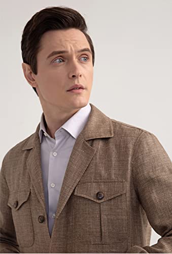 Men's Blazer Linen Suit Jacket Four Buttons Notch Lapel Casual Prom Formal Business Coat3