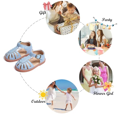 Image of Felix & Flora Toddler Girls Sandals Soft Rubber Princess Flat Shoes Flower Girl Shoes