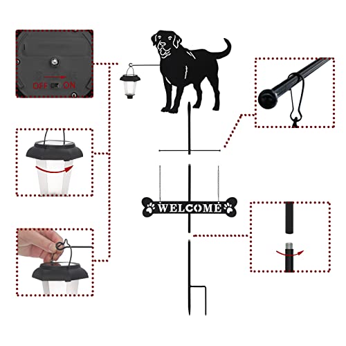 Bayn Solar Labrador Silhouette Dog Breed Welcome Sign With A Lantern Outdoor Decorative Garden Stakes For Yard, Lawn, Patio, Pathway #TOP3