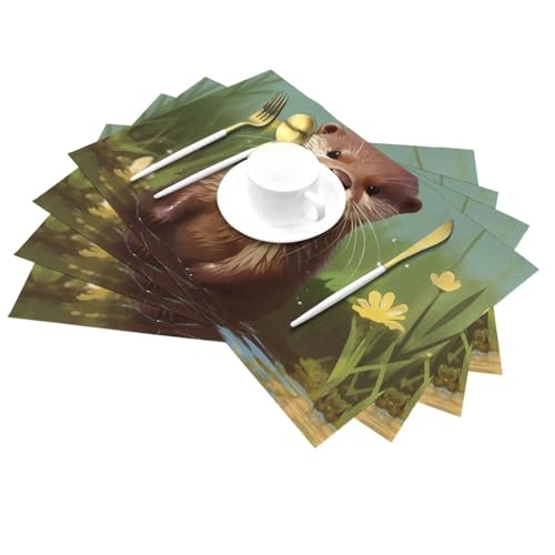 Set de table PVC motif loutre (lot de 4) antidérapant et résistant à la chaleur