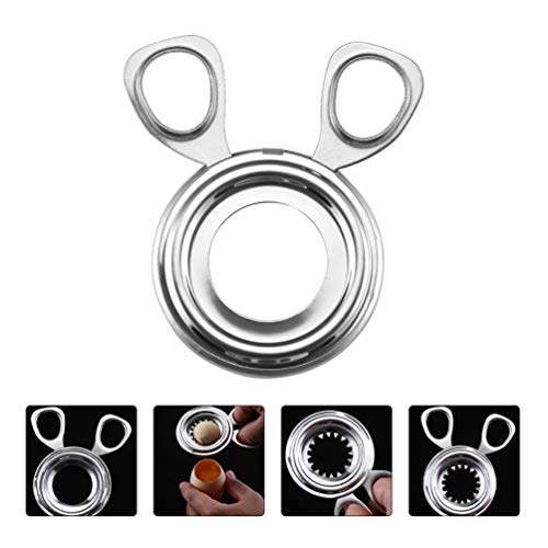 Hemoton Topper de ovos em aço inoxidável com casca de ovo fervido, abridor de tesouras, separador e