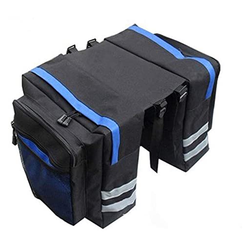 Sac de vélo double grande capacité étanche bleu pour porte-bagages arrière de randonnée