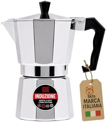 AKITAInk Caffettiera Moka Induzione 3 o 6 Tazze, Macchina per Caffè Tradizionale Compatibile con Piani a Induzione, Gas, Elettrico e Vetroceramica, Compatta e Pratica per Uso Quotidiano — foto principale