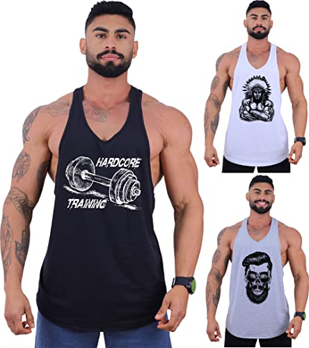 Kit 3 Regatas Longline Super Cavada Masculina MXD Conceito Diversas Estampas Casuais Academia Treino