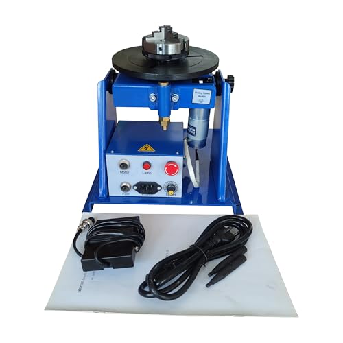 Image of JARYANNIX 110V Welding Positioner Turntable, Rotary Welding Positioner with 3" chuck 0-90° Working table 10kg capacity for Metal Fabrication 2-16r/min