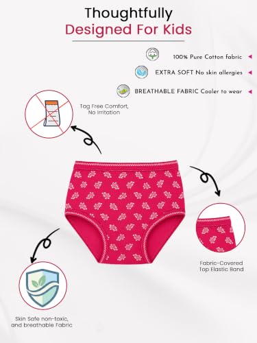 Image of DYCA by Bodycare Girls Cotton Briefs, Soft & Breathable Panties, Pack of 6, Print & Colour May Vary
