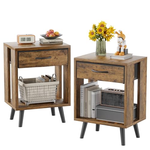 GYIIYUO Nightstands Set of 2 with Fabric Storage Drawer and